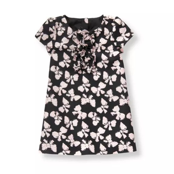 Janie & Jack Bow Print Black, Light Pink and White Dress - Picture 1 of 13